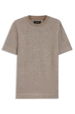Moulin&eacute; T-shirt in cotton, linen, and silk, Light Beige