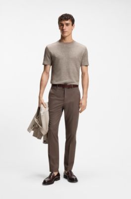Moulin&eacute; T-shirt in cotton, linen, and silk, Light Beige