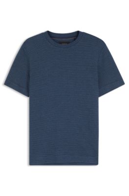 T-shirt moulin&eacute; en coton, lin et soie, bleu clair