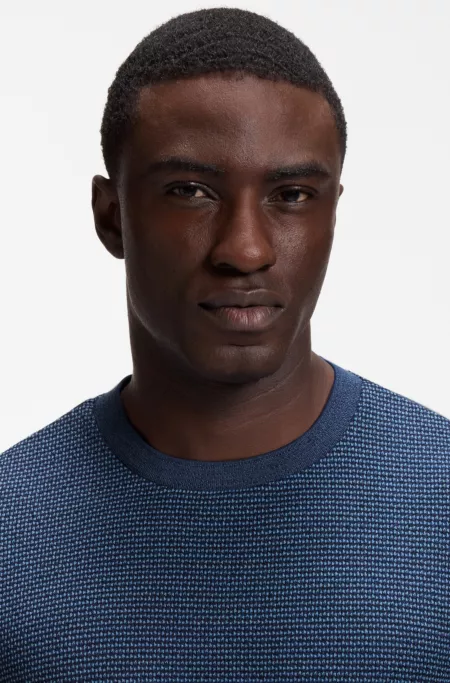 Mouliné T-shirt in cotton, linen, and silk