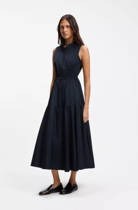Sleeveless dress in cotton poplin