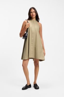 Relaxed-fit dress in cotton poplin, Khaki