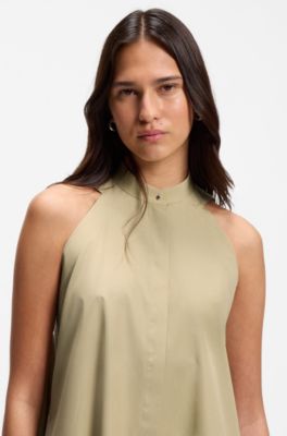 Relaxed-fit dress in cotton poplin, Khaki