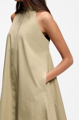Relaxed-fit dress in cotton poplin, Khaki