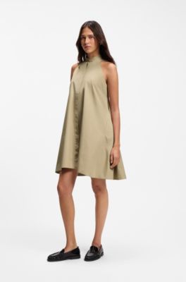 Relaxed-fit dress in cotton poplin, Khaki