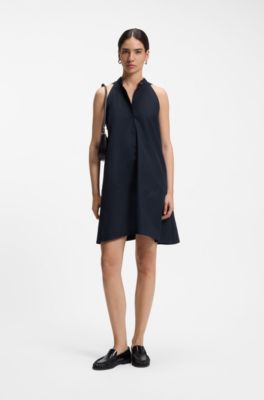 Robe Relaxed en popeline de coton, Bleu fonc&eacute;