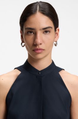 Vestido relaxed fit de popel&iacute;n de algod&oacute;n, Azul oscuro