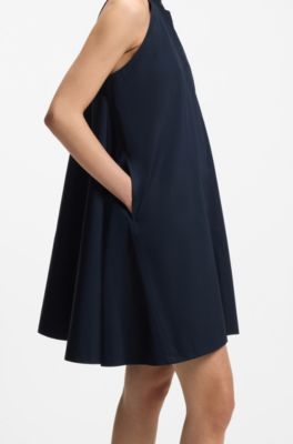 Robe Relaxed en popeline de coton, Bleu fonc&eacute;