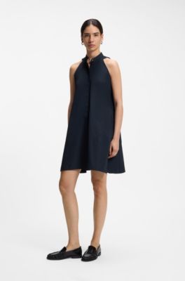 Robe Relaxed en popeline de coton, Bleu fonc&eacute;