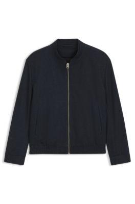 Slim-fit jacket in micro-printed stretch fabric, Dark Blue
