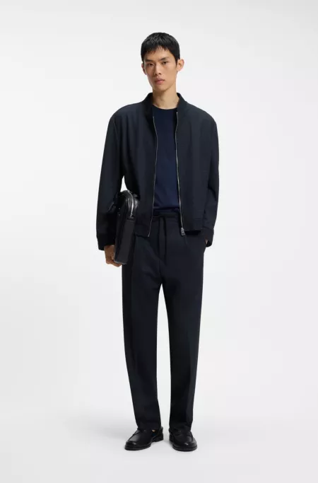 Slim-fit jacket in micro-printed stretch fabric