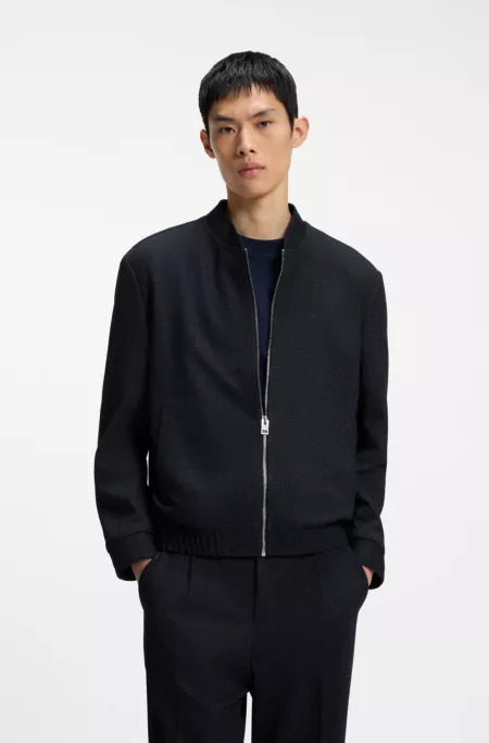 Slim-fit jacket in micro-printed stretch fabric