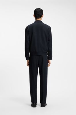 Veste Slim en tissu stretch &agrave; micro motif, Bleu fonc&eacute;