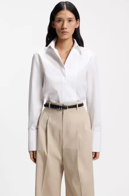 Pleated-front shirt in cotton
