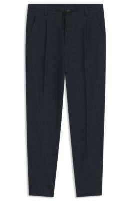 Pantalon Modern en tissu stretch &agrave; micro-imprim&eacute;, Bleu fonc&eacute;