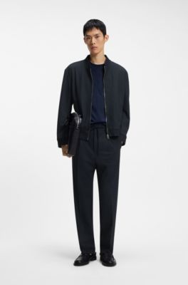 Pantalon Modern en tissu stretch &agrave; micro-imprim&eacute;, Bleu fonc&eacute;