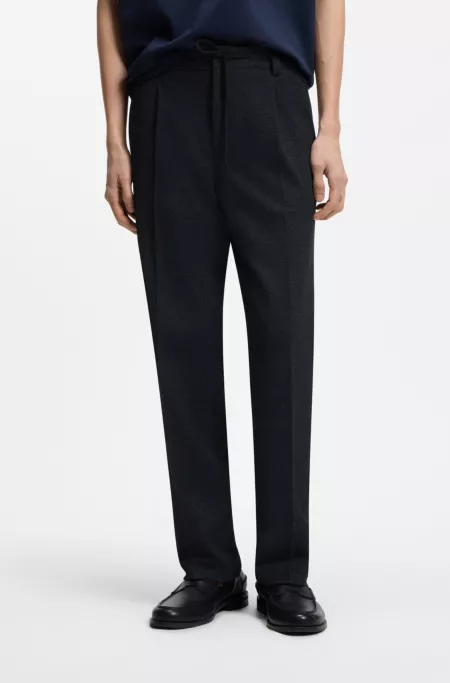 Modern-fit pants in micro-printed stretch fabric