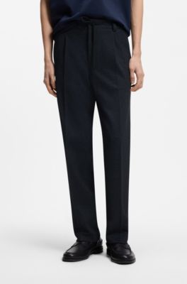 Pantalon Modern en tissu stretch &agrave; micro-imprim&eacute;, Bleu fonc&eacute;