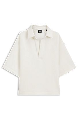 Loose-fit polo sweatshirt in scuba jersey