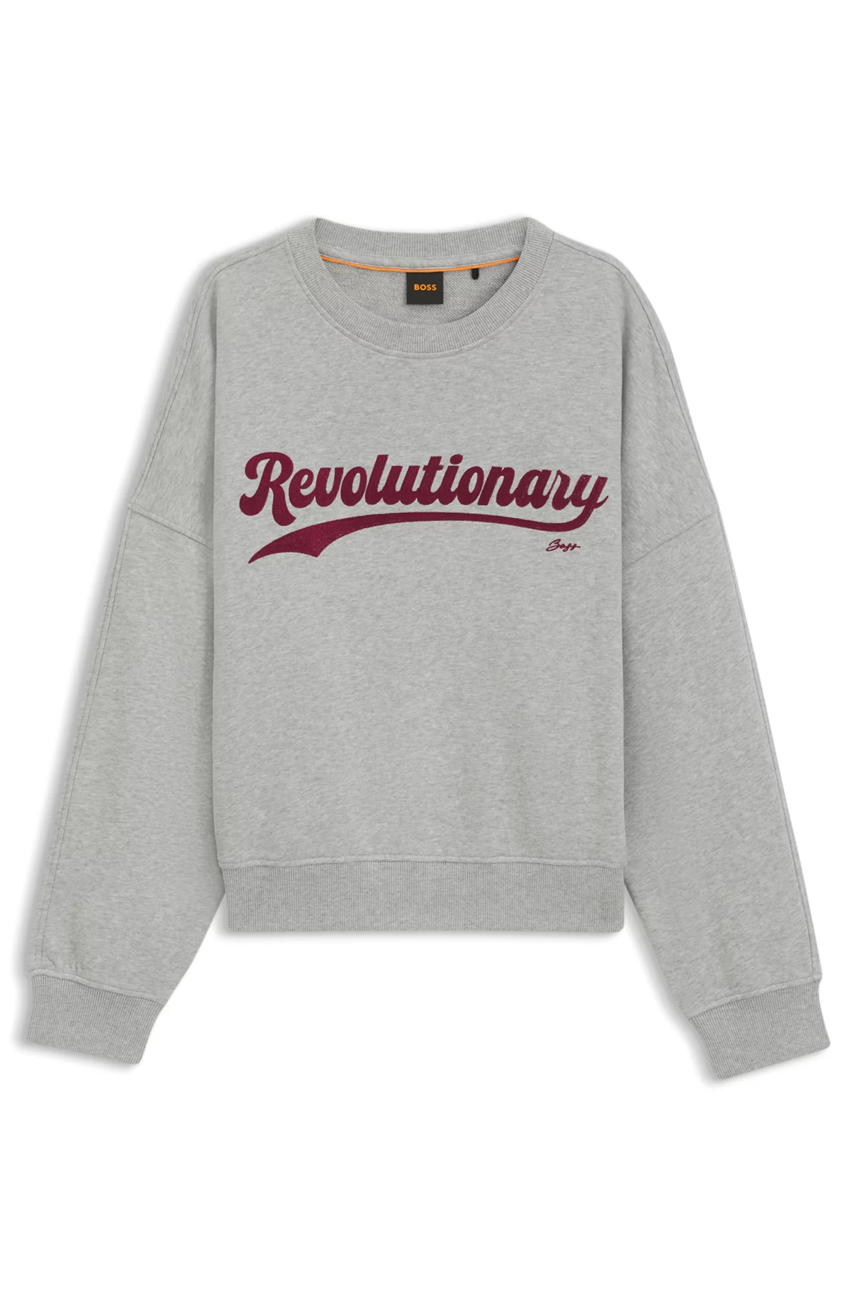 Peached-cotton sweatshirt with chest artwork, Light Grey