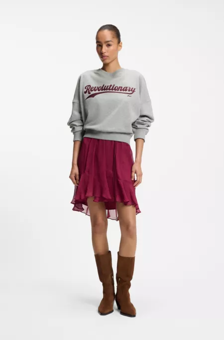Peached-cotton sweatshirt with chest artwork