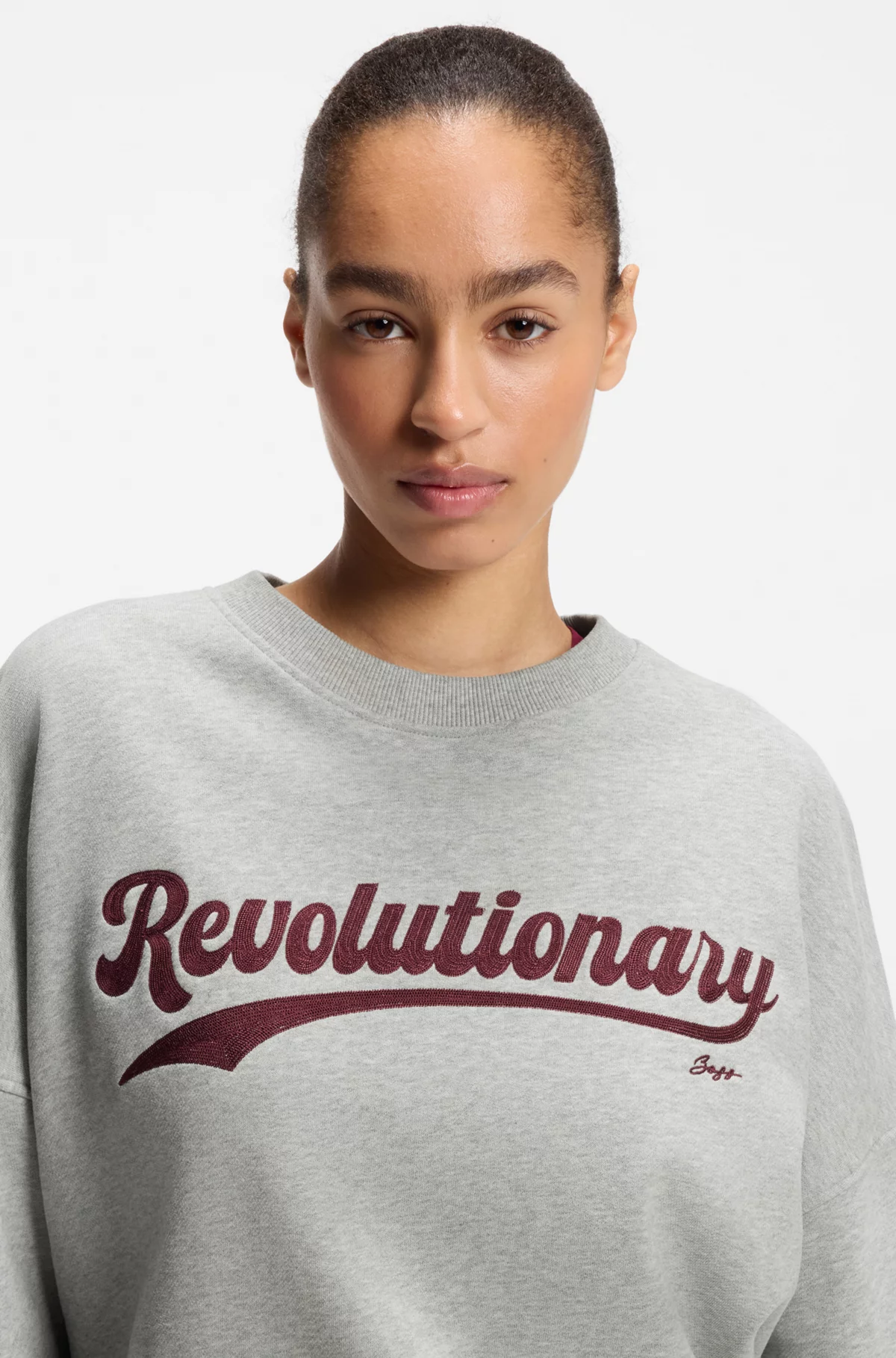 Peached-cotton sweatshirt with chest artwork, Light Grey