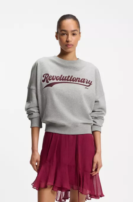 Peached-cotton sweatshirt with chest artwork