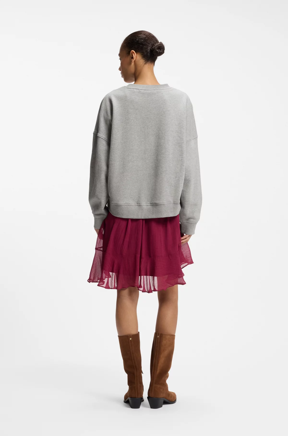 Peached-cotton sweatshirt with chest artwork, Light Grey