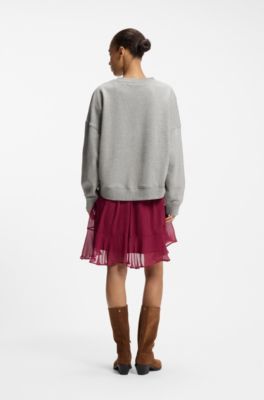 Sudadera de algod&oacute;n aterciopelado con ilustraci&oacute;n en el pecho, Gris claro