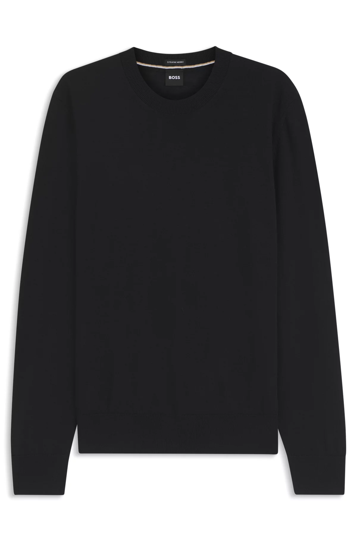 Jersey regular fit en lana merina, Negro