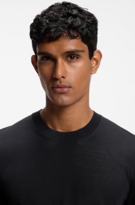 Merino wool sweater in a regular fit, Black