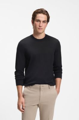 Pull en laine m&eacute;rinos &agrave; la coupe standard, Noir