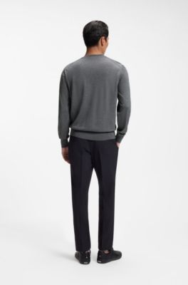 Jersey regular fit en lana merina, Gris