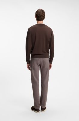 Jersey regular fit en lana merina, Marr&oacute;n oscuro