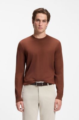 Pull en laine m&eacute;rinos &agrave; la coupe standard, Marron