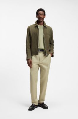 Jersey regular fit en lana merina, Caqui