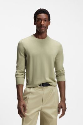 Jersey regular fit en lana merina, Caqui