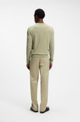 Merino wool sweater in a regular fit, Khaki