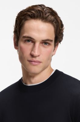 Merino wool sweater in a regular fit, Dark Blue