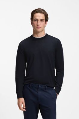 Merino wool sweater in a regular fit, Dark Blue