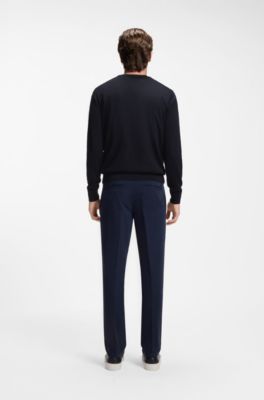 Merino wool sweater in a regular fit, Dark Blue