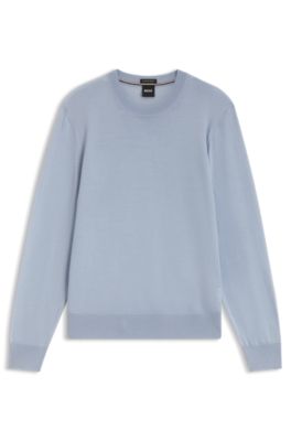 Jersey regular fit en lana merina, Celeste