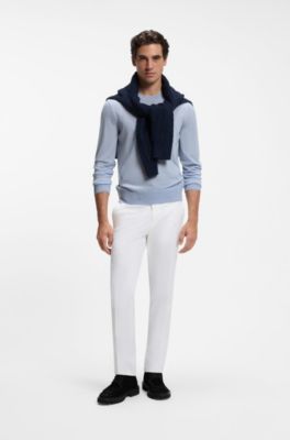 Jersey regular fit en lana merina, Celeste