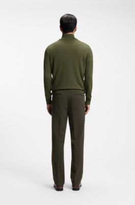 Merino-wool sweater with zipper neck, Light Green