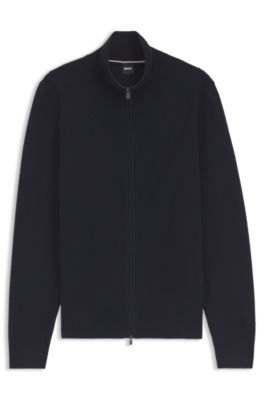 Zip-up cotton sweater, Dark Blue