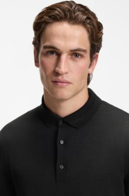 Merino wool polo sweater, Black