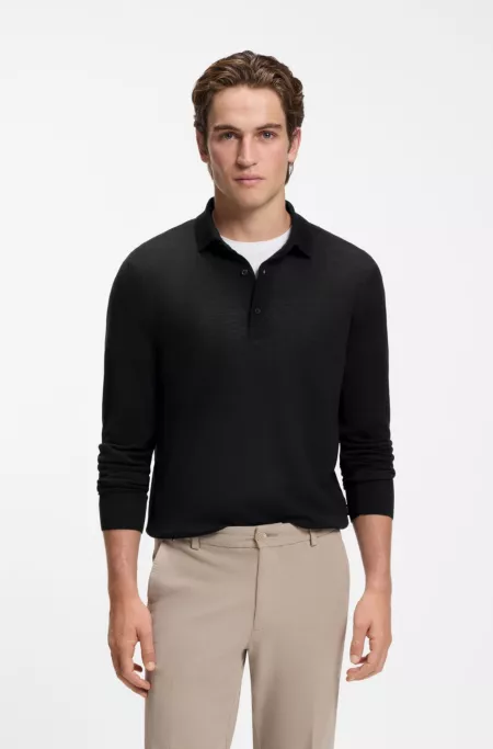 Merino wool polo sweater