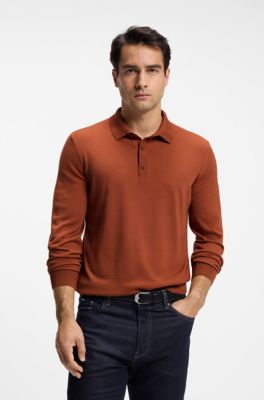 Merino wool polo sweater, Brown