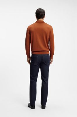 Merino wool polo sweater, Brown