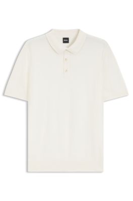 Polo regular fit de punto tejido con estructura, Blanco